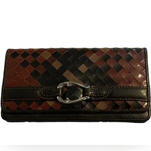 BRIGHTON, Woven Leather Buckle Wallet